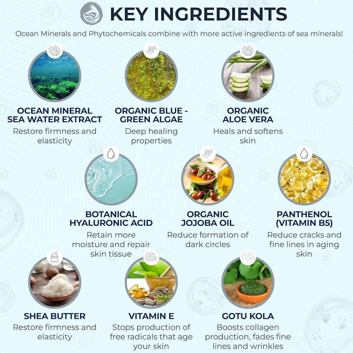 Ocean Mineral Facial Moisturizer - Vegan - Natural & Organic Face Lotion for Women Daily Use