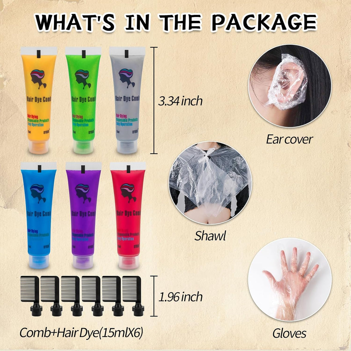 Byhoo 6PCS Temporary Hair Dye for Dark Hair, Hair Chalk for Girls, Kids Hair Dye, Washable Hair
