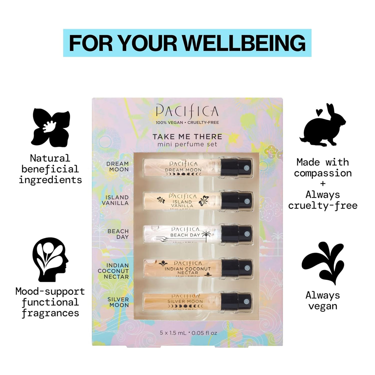 Pacifica Beauty, Take Me There Spray Perfume Trial Set, 5 Scents, Fragrance Sampler Gift Set