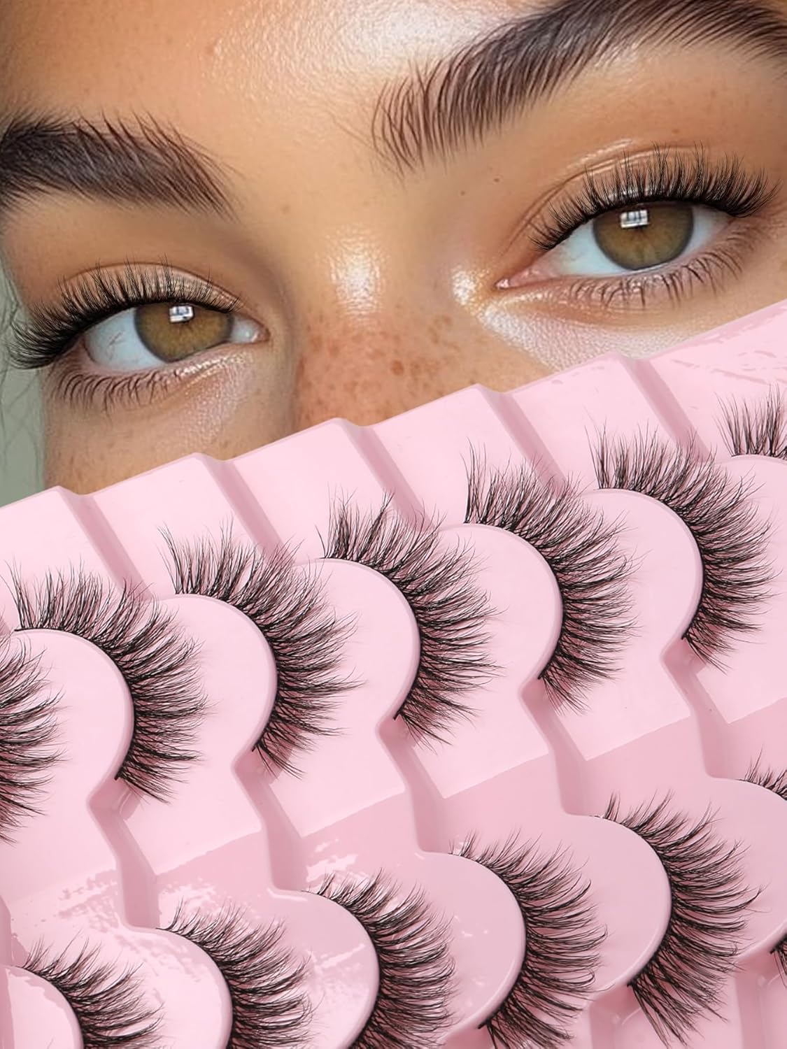 Eyelashes Natural Cat Eye Lashes 16mm Flase Eyelashes Flared Strip Lashes Fluffy False Lashes That