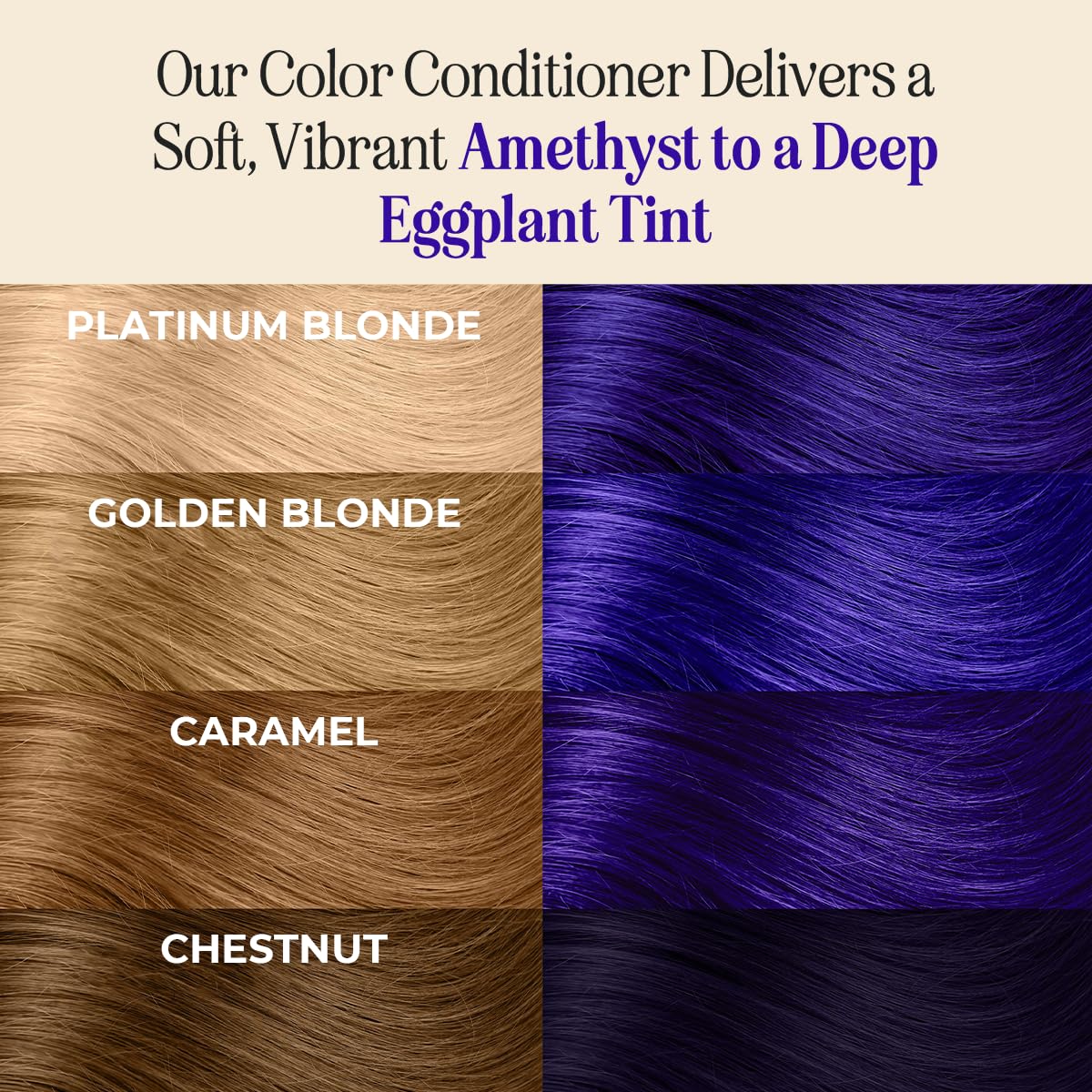 INH Semi Permanent Hair Color | Color Depositing Conditioner | Amethyst Dark Purple Hair Dye | No