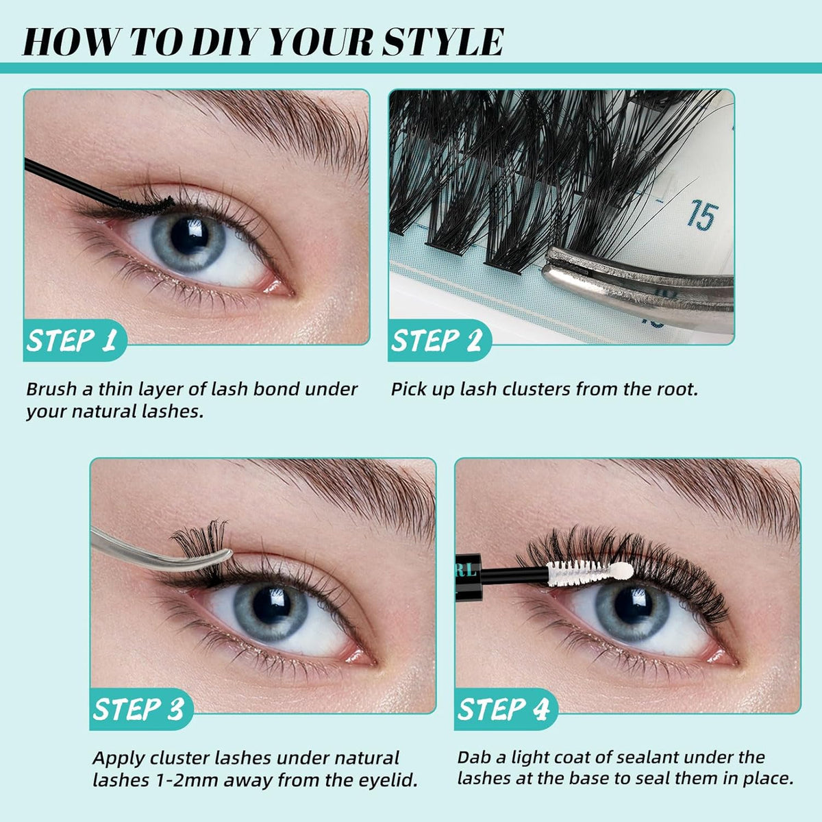 Lash Extension Kit 320Pcs,DIY Individual Lashes Clusters Kit,Lash Bond And Seal,Lash Remover For
