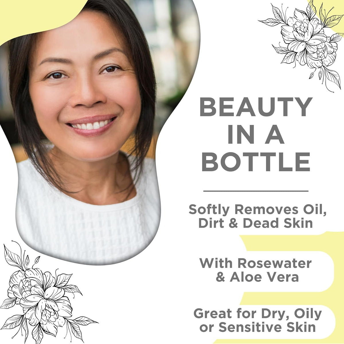 Skin Nation Hydrating Gentle Rosewater Toner with Aloe Vera and Chamomile, Alcohol-Free and