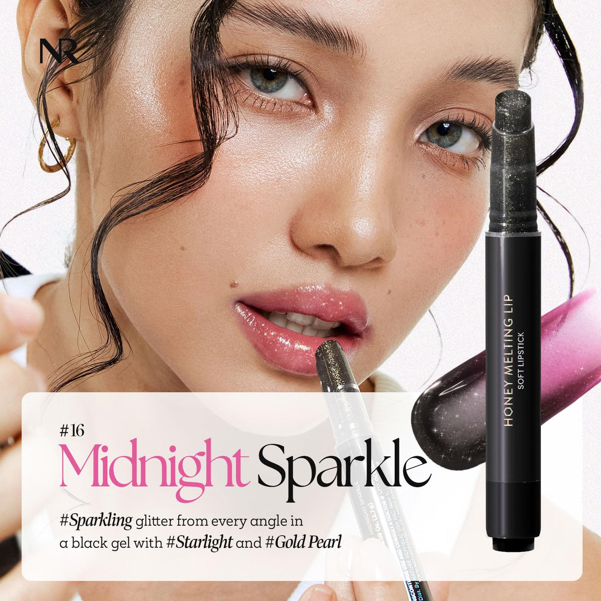Nature Republic HONEY MELTING LIP GLITTER & PLUMPING (16 MIDNIGHT SPARKLE) SOFT LIP STICK