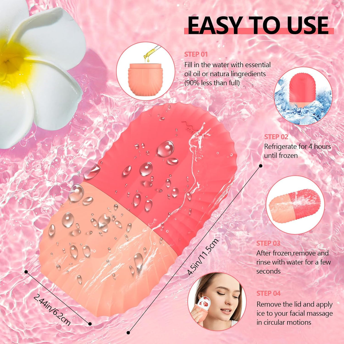 Ice Roller for Face and Eye, Silicone Ice Facial Roller Ice Holder, Face Ice Mold Skin Care, Face