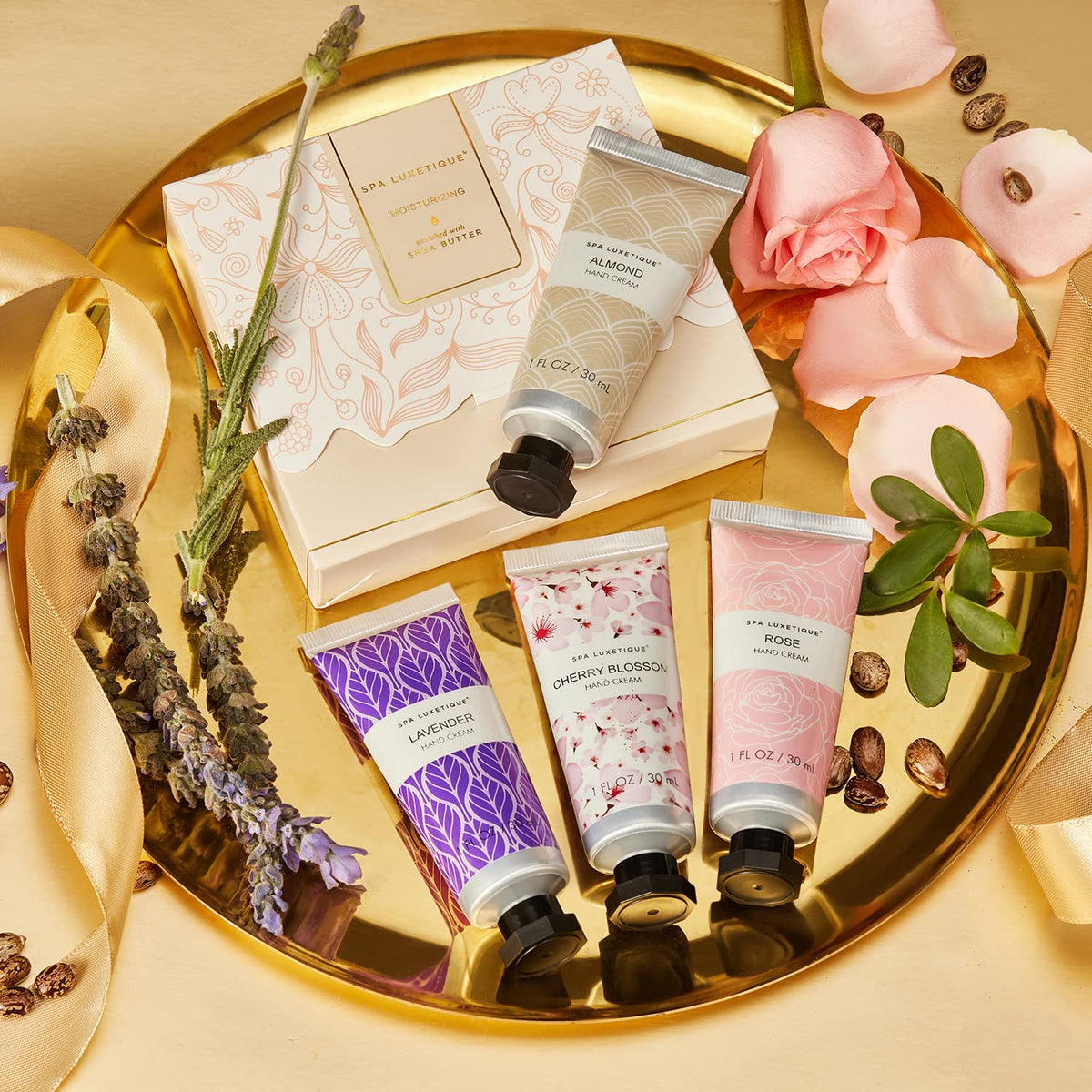 spa luxetique Hand Cream Set Pack of 4 Hand Cream Christmas Gift Set Enriched with Shea Butter and