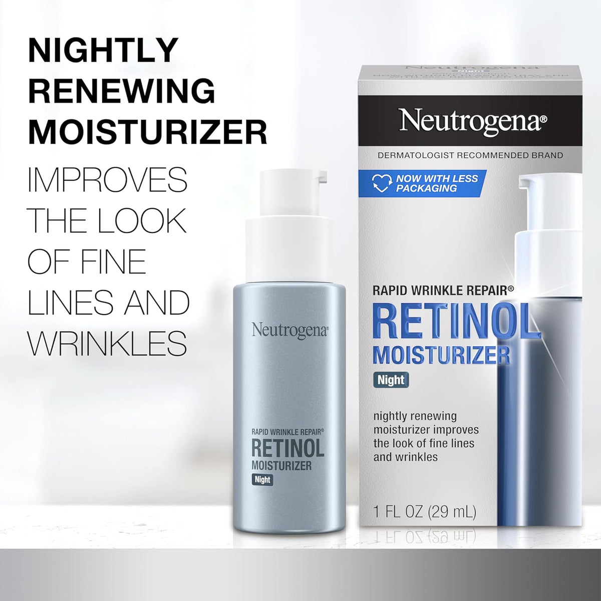 Neutrogena Rapid Wrinkle Repair Retinol Night Face Moisturizer, Daily Anti-Aging Face Cream with