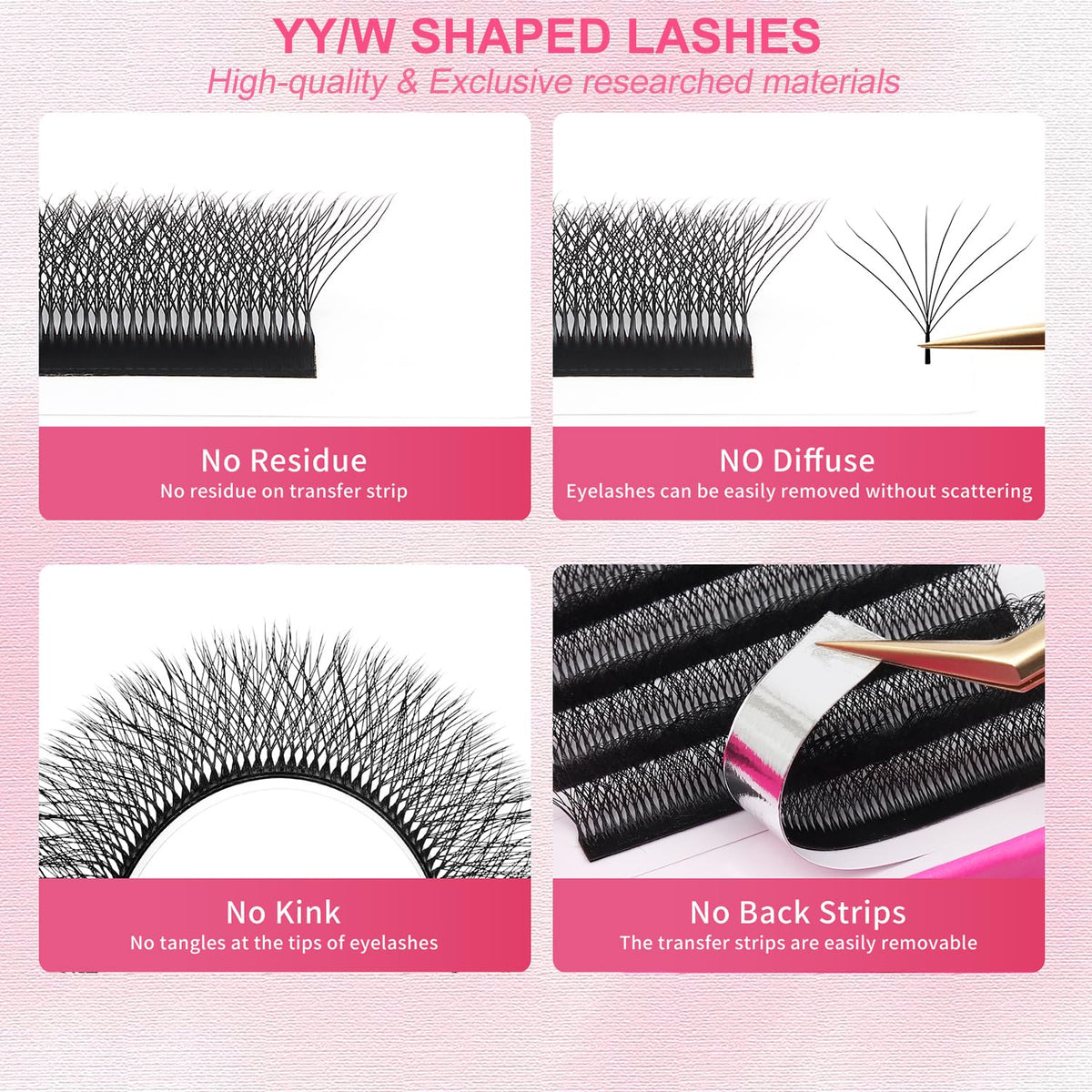 W Lash Extensions 8D Eyelash Extensions W Shape 0.07mm Thickness D Curl Mix 8-15mm Premade Fans