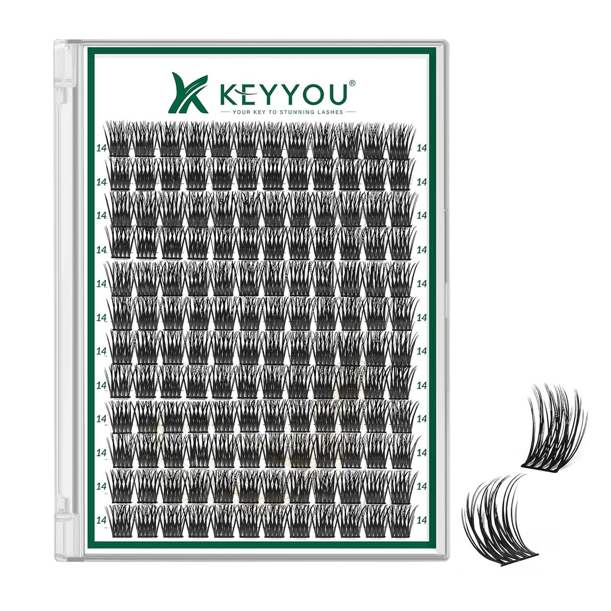 Lash Clusters 144pcs Individual Lashes D Curl 14mm Eyelash Clusters KEYYOU Air Touch Cluster Lashes