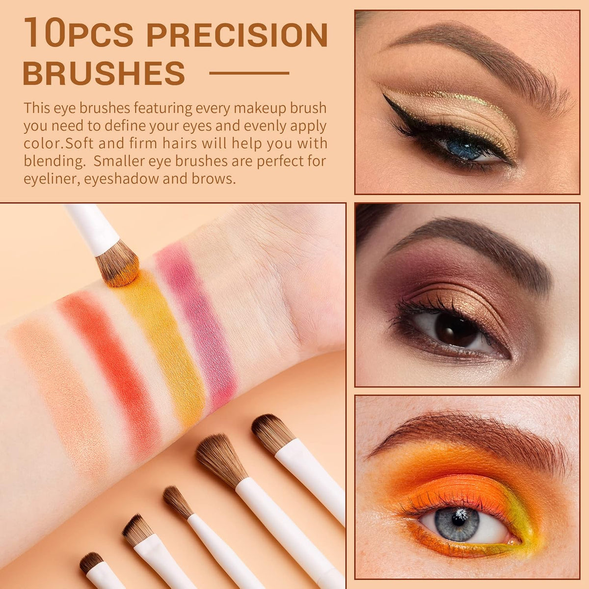 Jessup Precision Makeup Brushes 10Pcs Eye Makeup Brush Set Premium Synthetic Eyeshadow Concealer