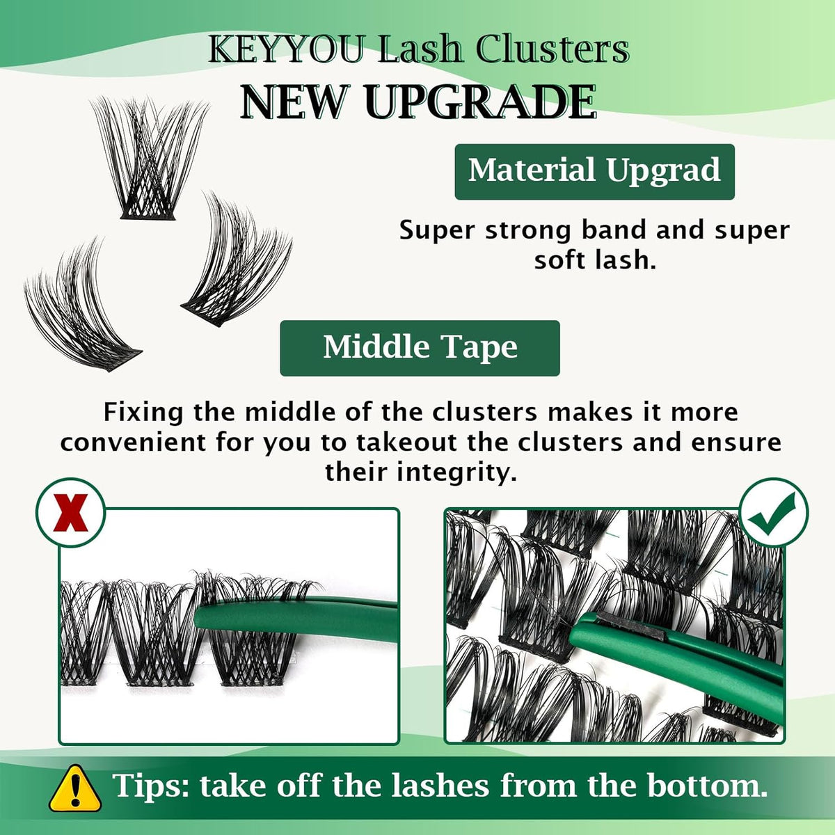 Lash Clusters 96pcs Individual Lashes Y02 D Curl 8-12MIX Cluster Lashes KEYYOU Volume Wispy Lash