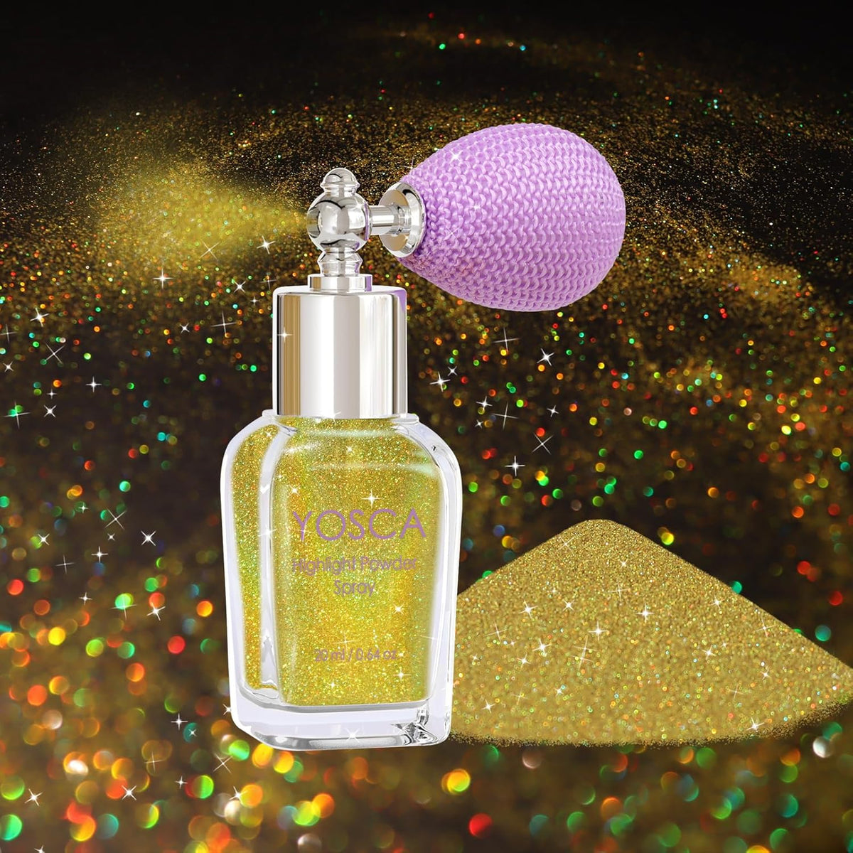 Yosca Body Glitter Spray, 30ML Loose Laser Body Shimmer Powder Holographic Hair Spray Gold Glitter