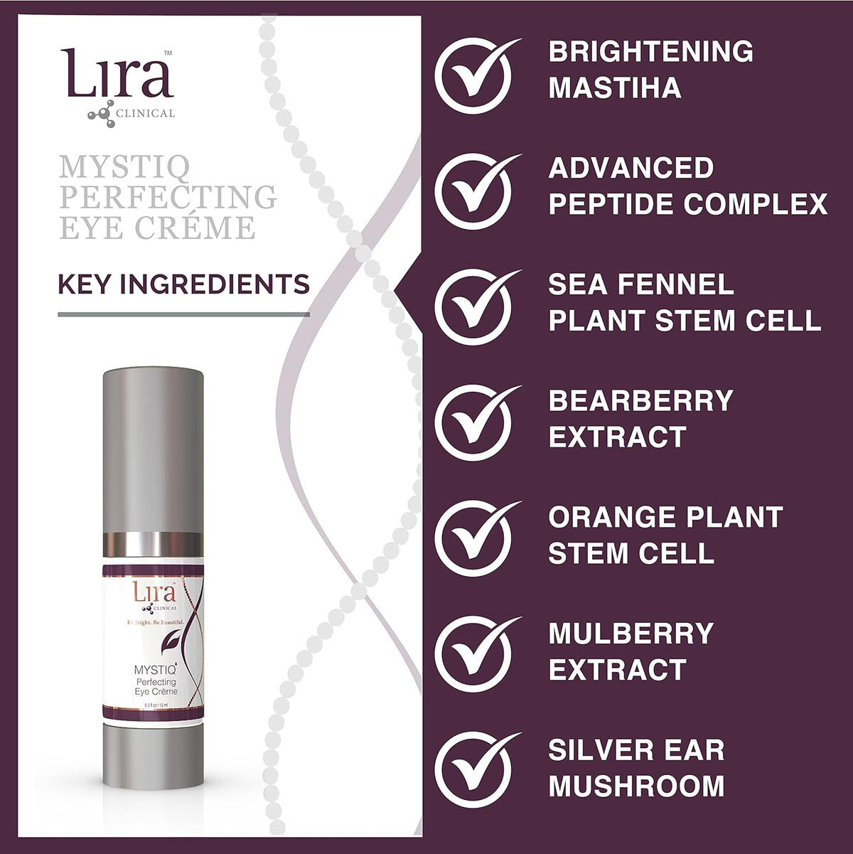 Lira Clinical MYSTIQ Perfecting Eye Cream - Lifting Anti Aging Eye Cream with Collagen Peptides