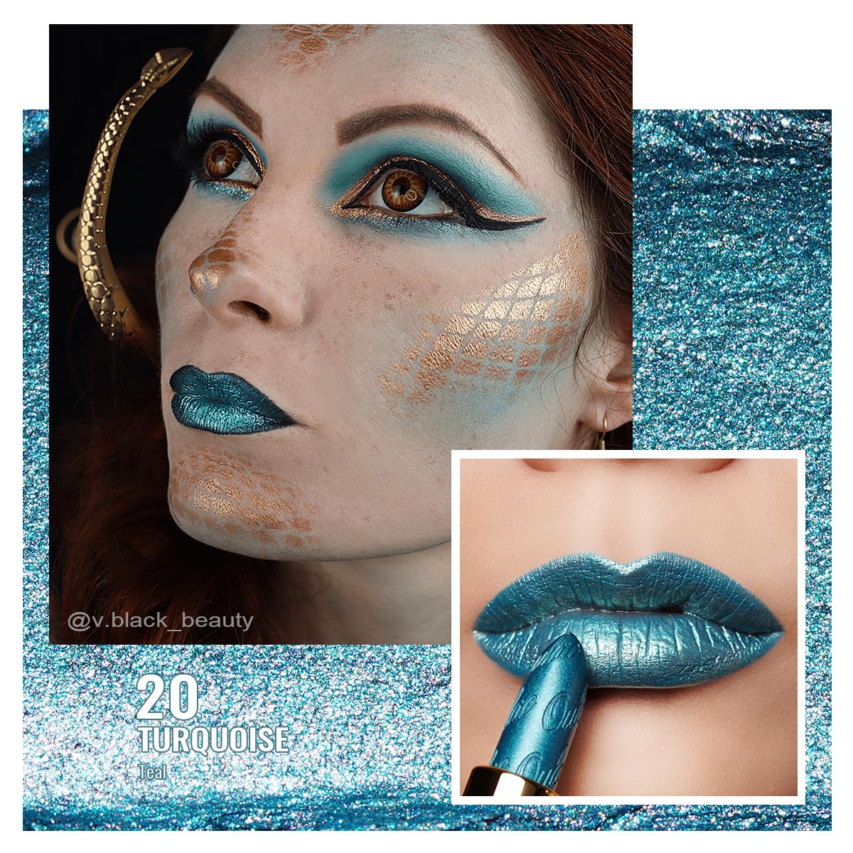 Oulac Metallic Green Lipstick for Women with Metallic 3D Shine, Lightweight Hydrating Formula