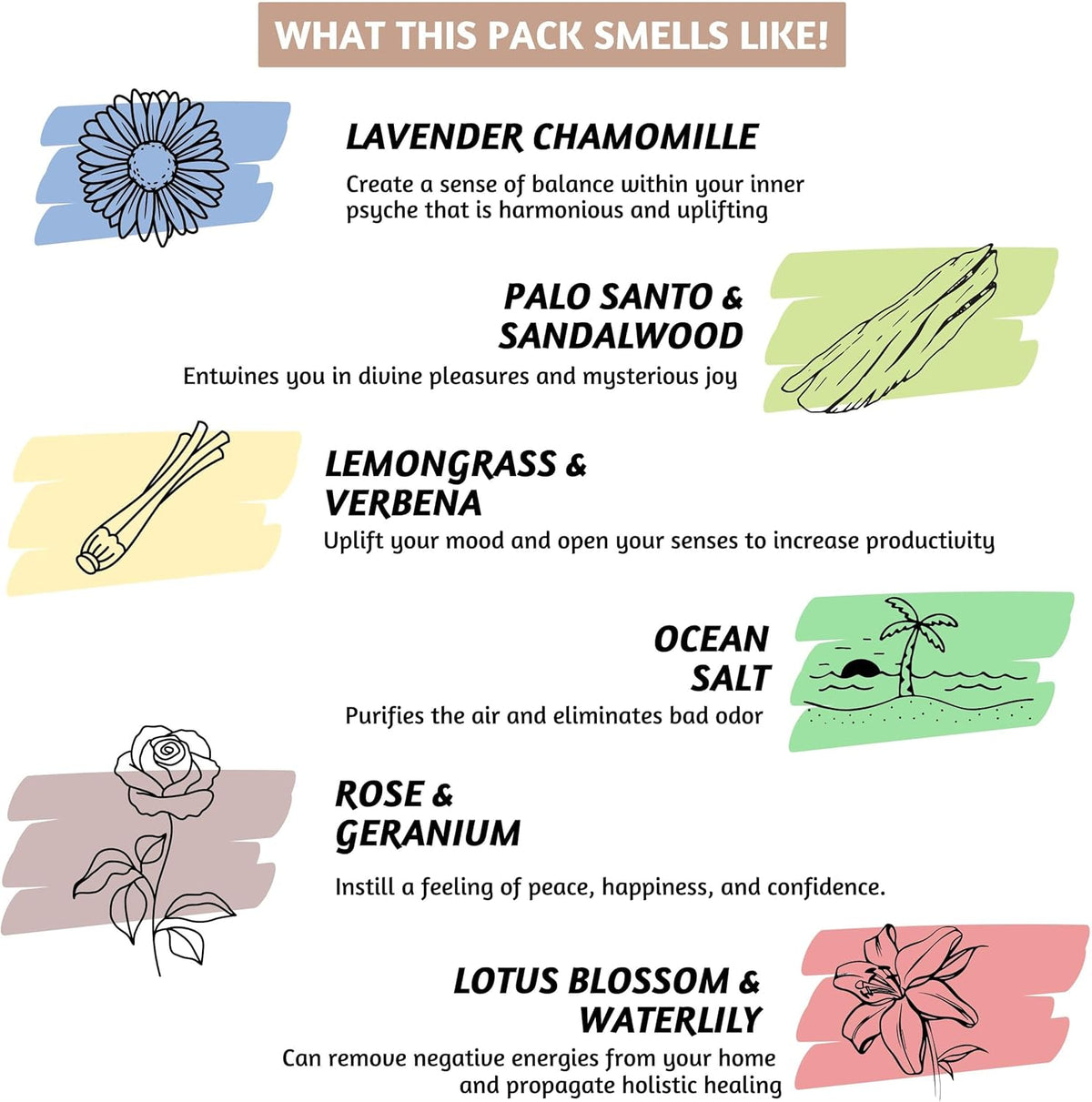 Folkulture Incense Sticks | Set of 6 (120 Sticks) Non Toxic Palo Santo Insence-Sticks | 45 Mins