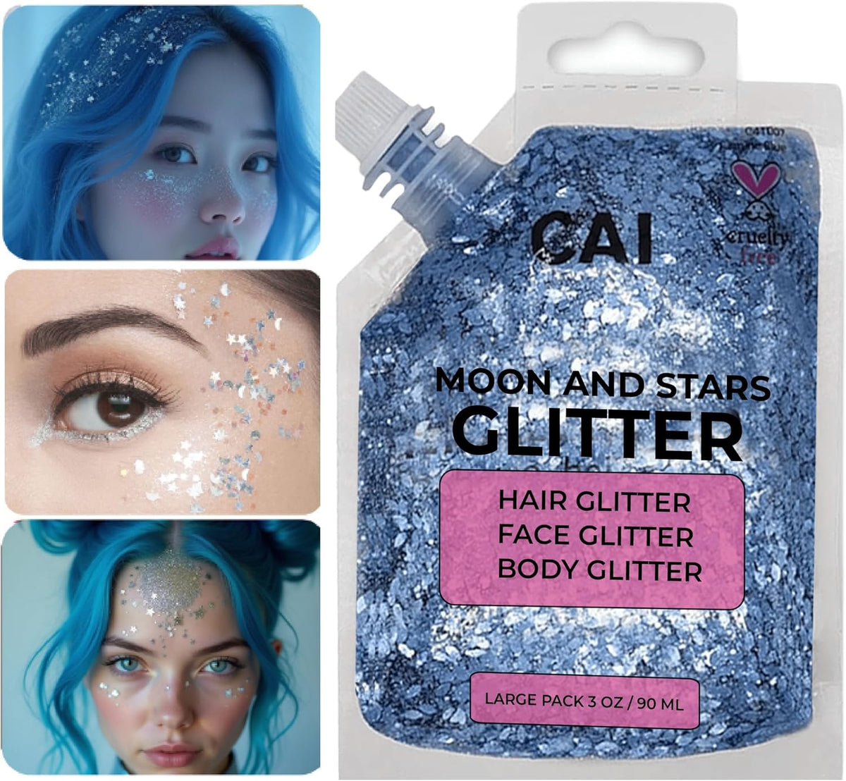 Face, Body & Hair Glitter Gel – Halloween Glitter for Kids and Women – 3 Oz Cosmetic-Grade Gel