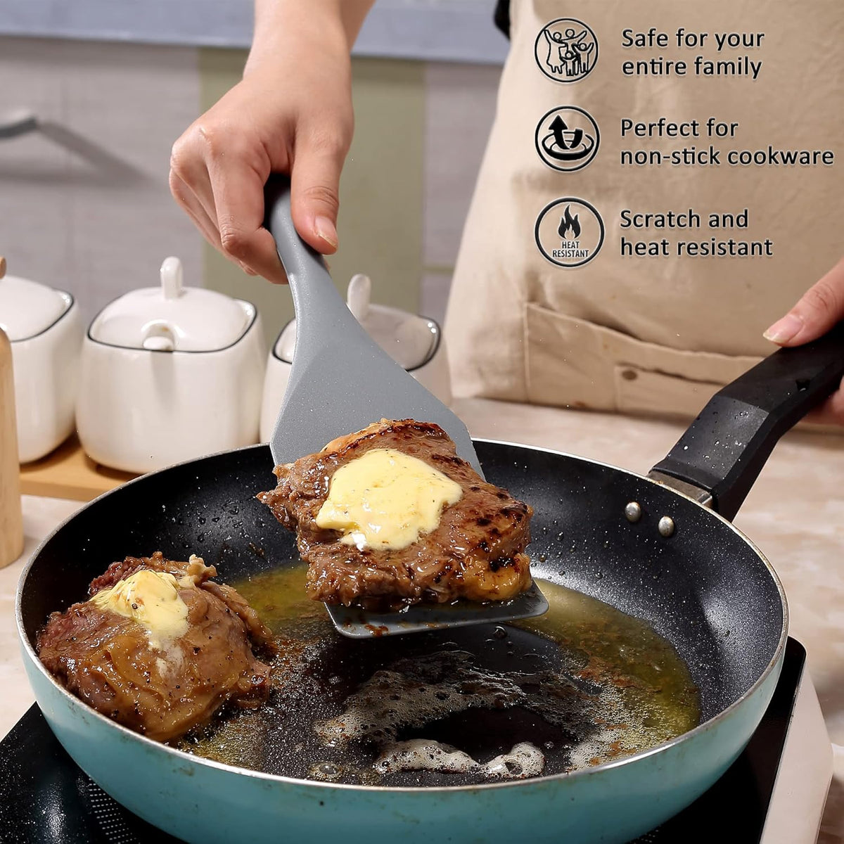 Tongjude Silicone Spurtle Set, Silicone Spatula Set, Heat Resistant Cooking Utensil for Nonstick
