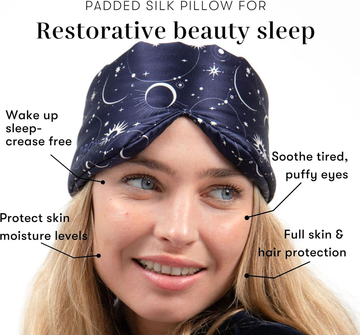 DROWSY Silk Sleep Mask. Face-Hugging, Padded Silk Cocoon for Luxury Sleep in Total Darkness.