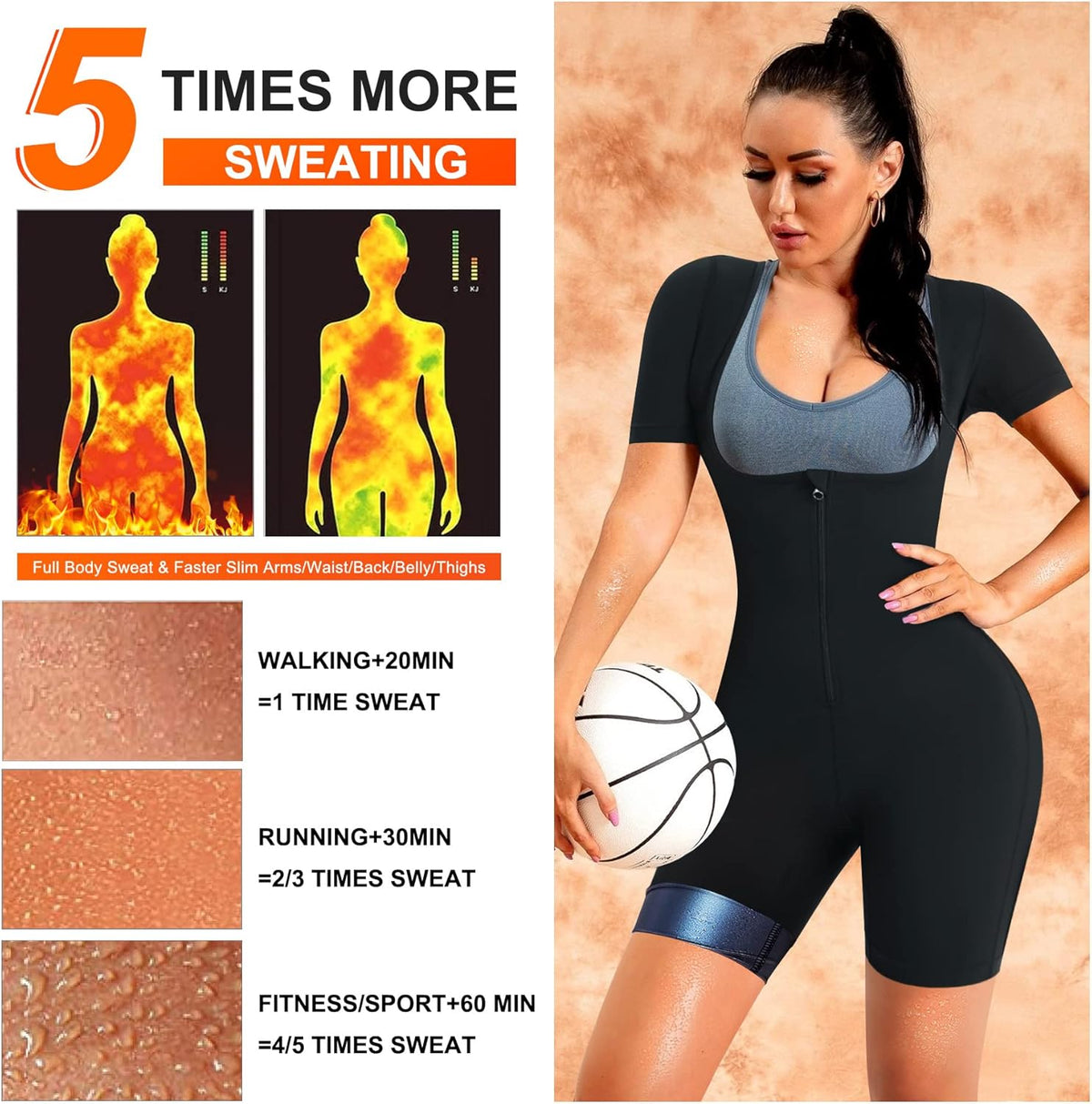 URSEXYLY Sauna Suit for Women Sweat Vest Waist Trainer 3 in 1 Slimming Full Body Shaper Workout Top