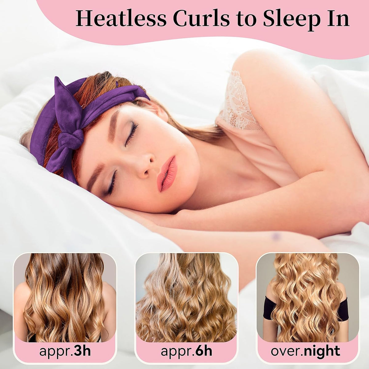 Heatless Curling Rod Headband, Upgraded 60' Extra Long Soft Velvet Hair Curlers to Sleep In, No