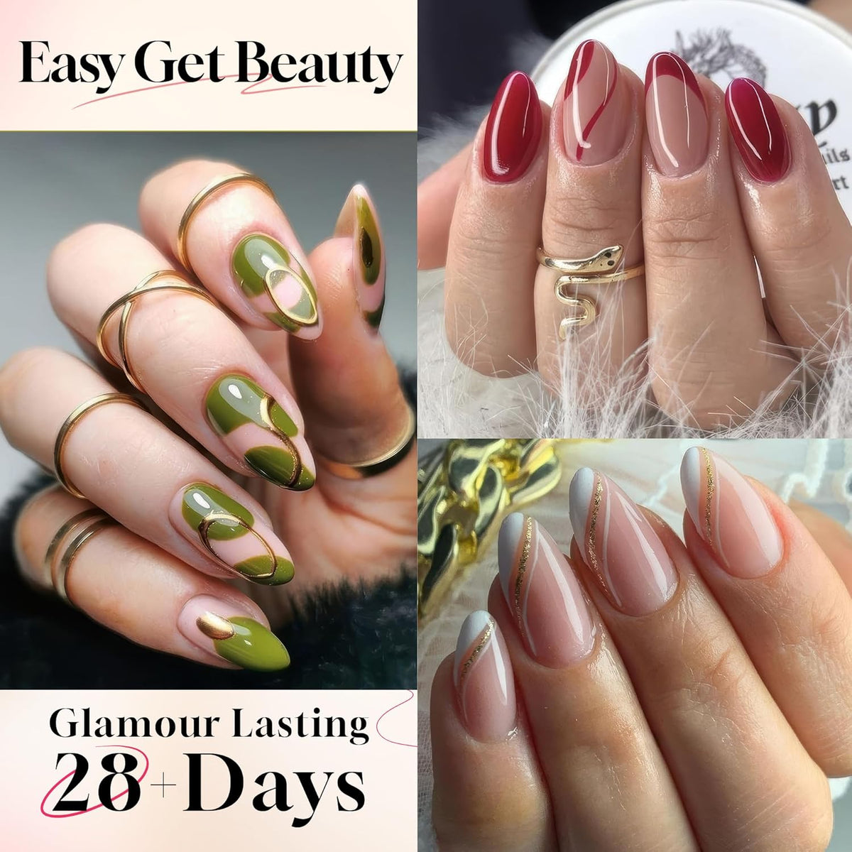 UNA GELLA Almond Gel Nail Tips Short: Half Cover Almond Shape Nail Tips Matte 216pcs Clear Gelly