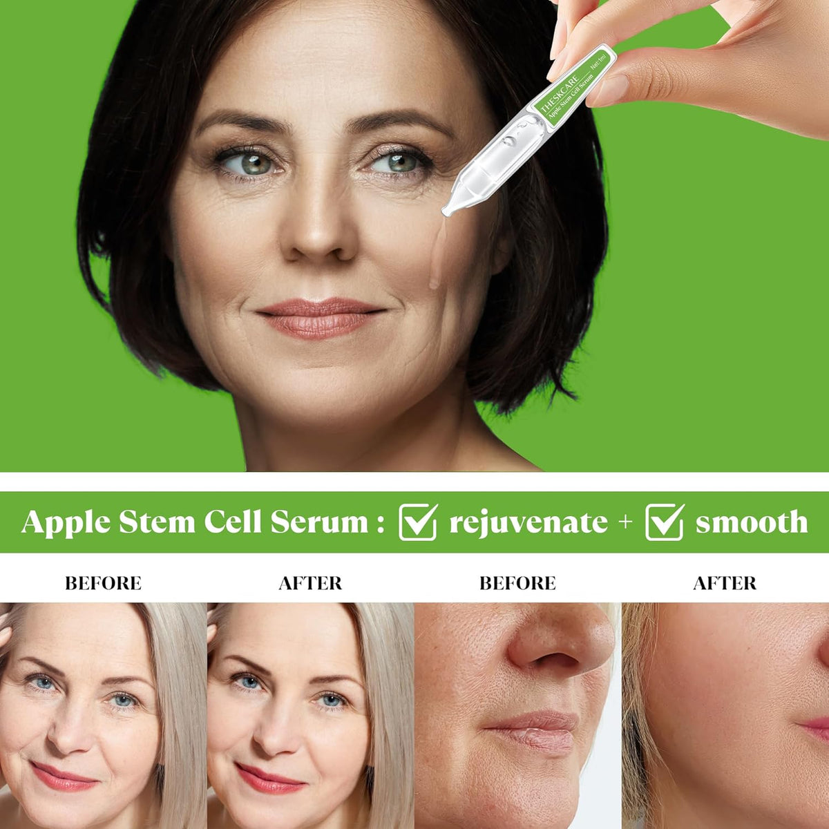 Anti Aging Apple Stem Cell Serum Ampoule for Face with Collagen,Hyaluronic Acid &