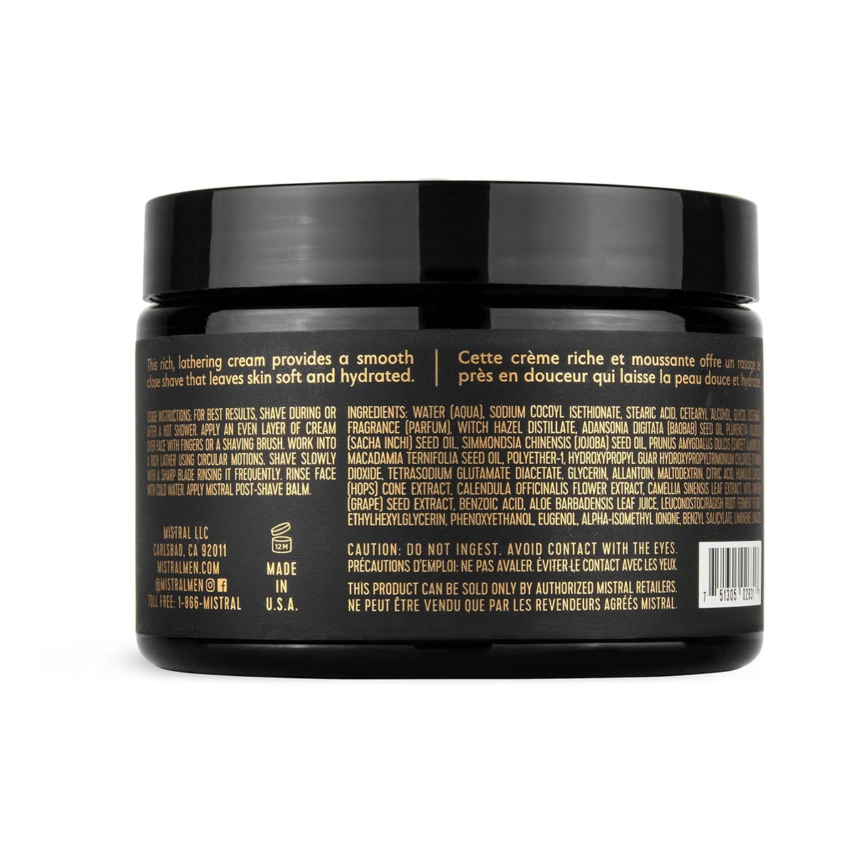 Mistral Cedarwood Marine Shaving Cream for Men | Smooth Triple Layered Foam | Men’s Shave Cream