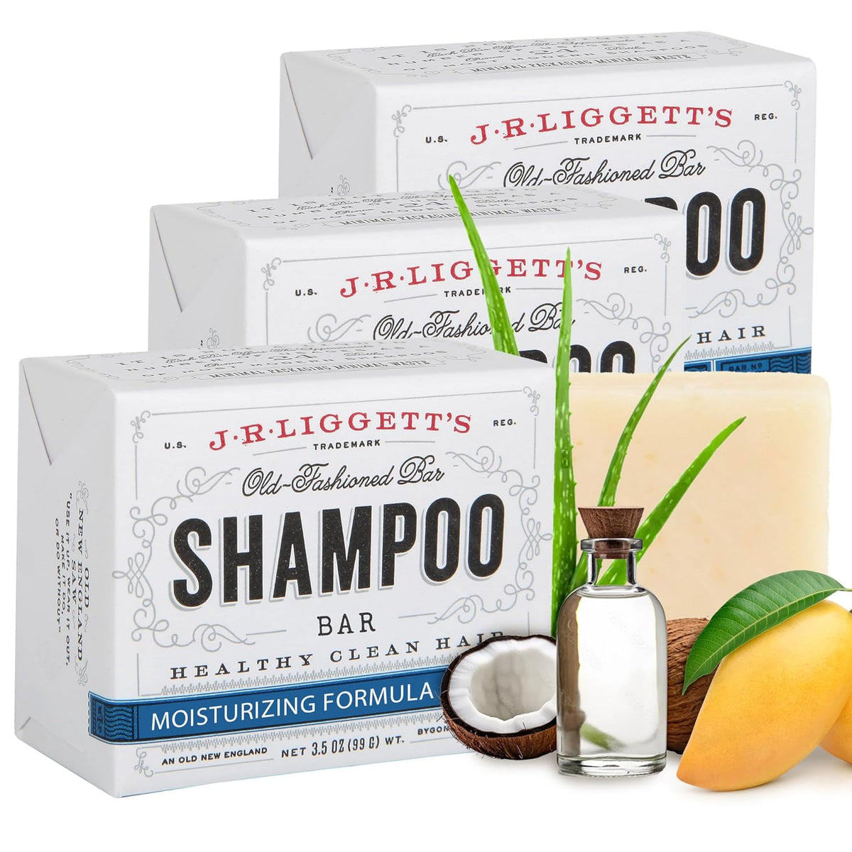 J·R·LIGGETT'S Shampoo Bar - Moisturizing Formula, All Natural Solid Bar Shampoo with Coconut Oil &
