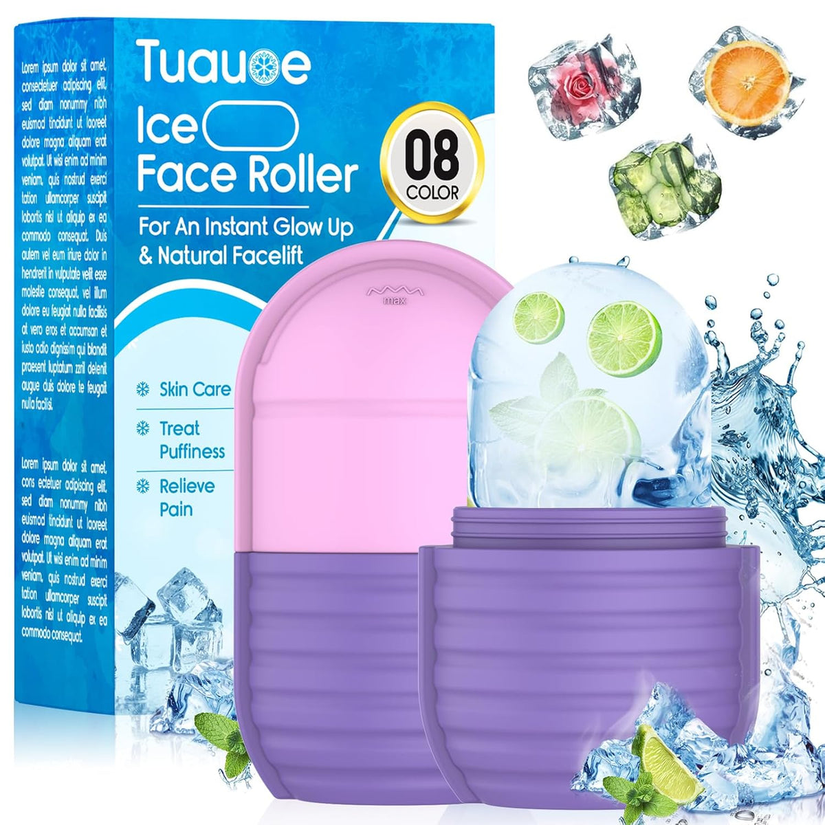 1Pcs Ice Roller for Face, Ice Face Roller, Reusable Silicone Ice Mold for Face, Facial Beauty Ice