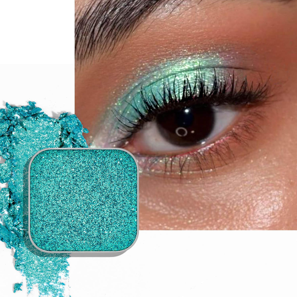 Chameleon Single Eyeshadow – Blue-Green Shimmer,Pressed Powder, Square Pan, Fits Magnetic