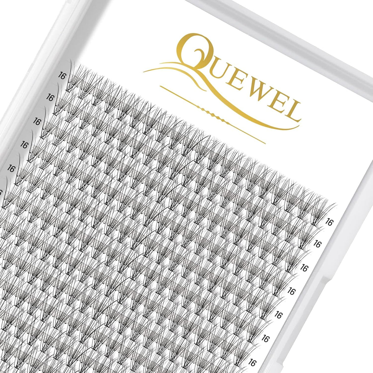 QUEWEL Cluster Lashes 240Pcs Individual Lashes 10D 0.10C Curl 16mm Knot-Free Lash Extensions