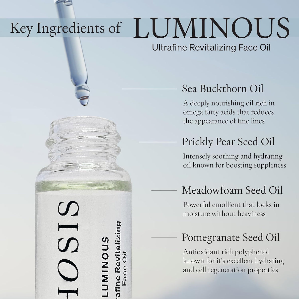 Luminous Ultrafine Revitalizing Face Oil for Women – Lightweight Facial Glow Elixir with Sea