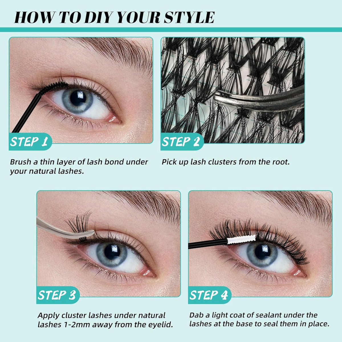 Lash Clusters Kit 320Pcs,DIY Individual Lashes Extension Kit,Lash Bond And Seal,Lash Remover For