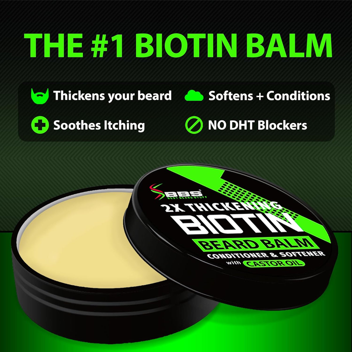 Beard Growth Kit w/ 2X Thickening Biotin Beard Balm/Beard Care & Beard Conditioner + 6X Liquid
