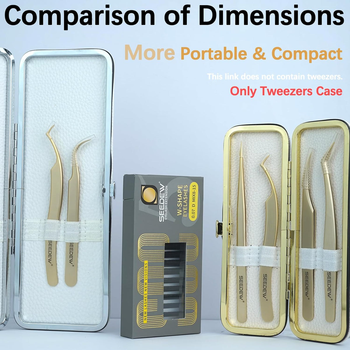 Lash Tweezers Organizer, Small Portable 4 Positions Soft PU Leather Rounded Corners, Eyelash
