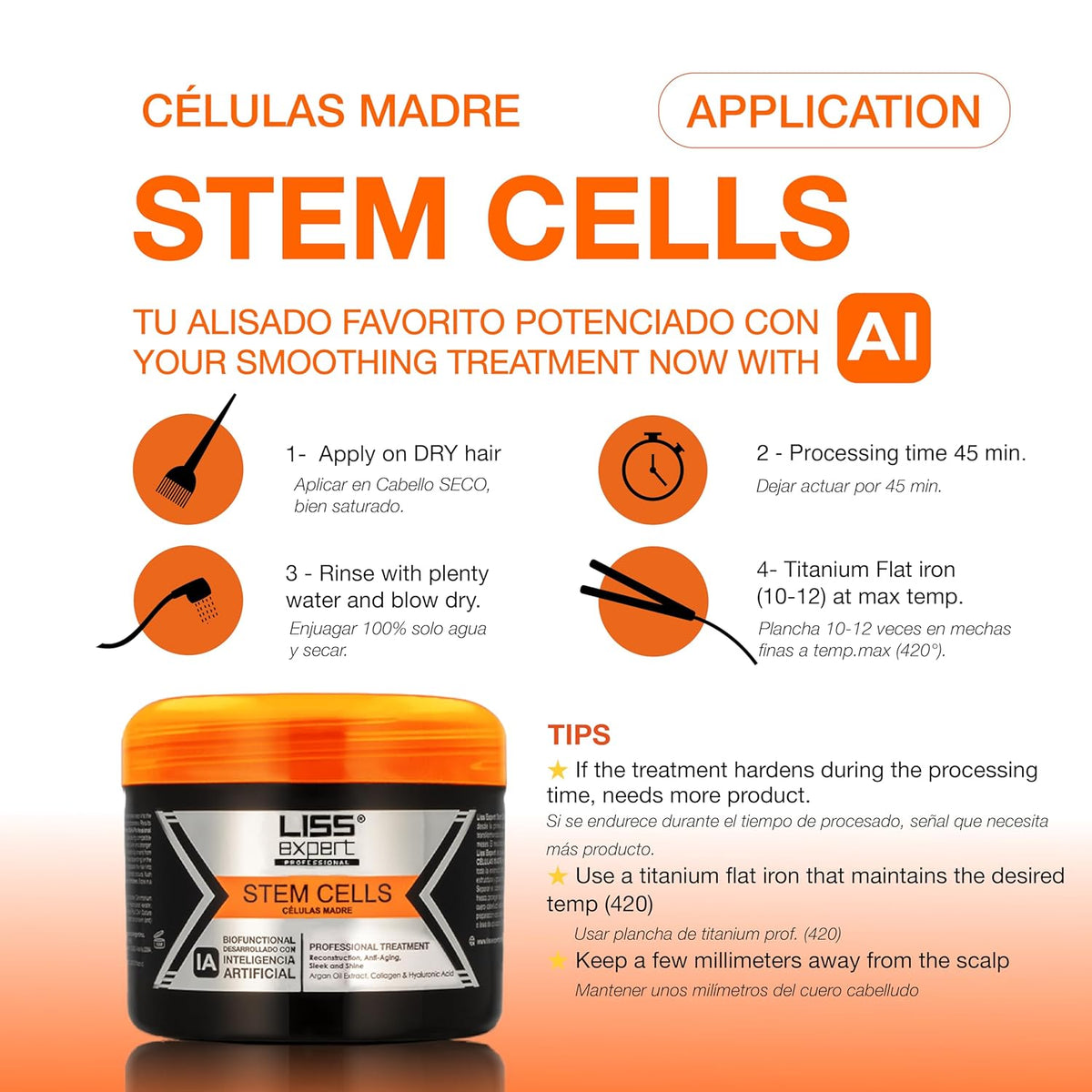 Liss Expert Stem Cells Smoothing Treatment 8.45 oz (ONE shoulder length app) and Magic AI Mask