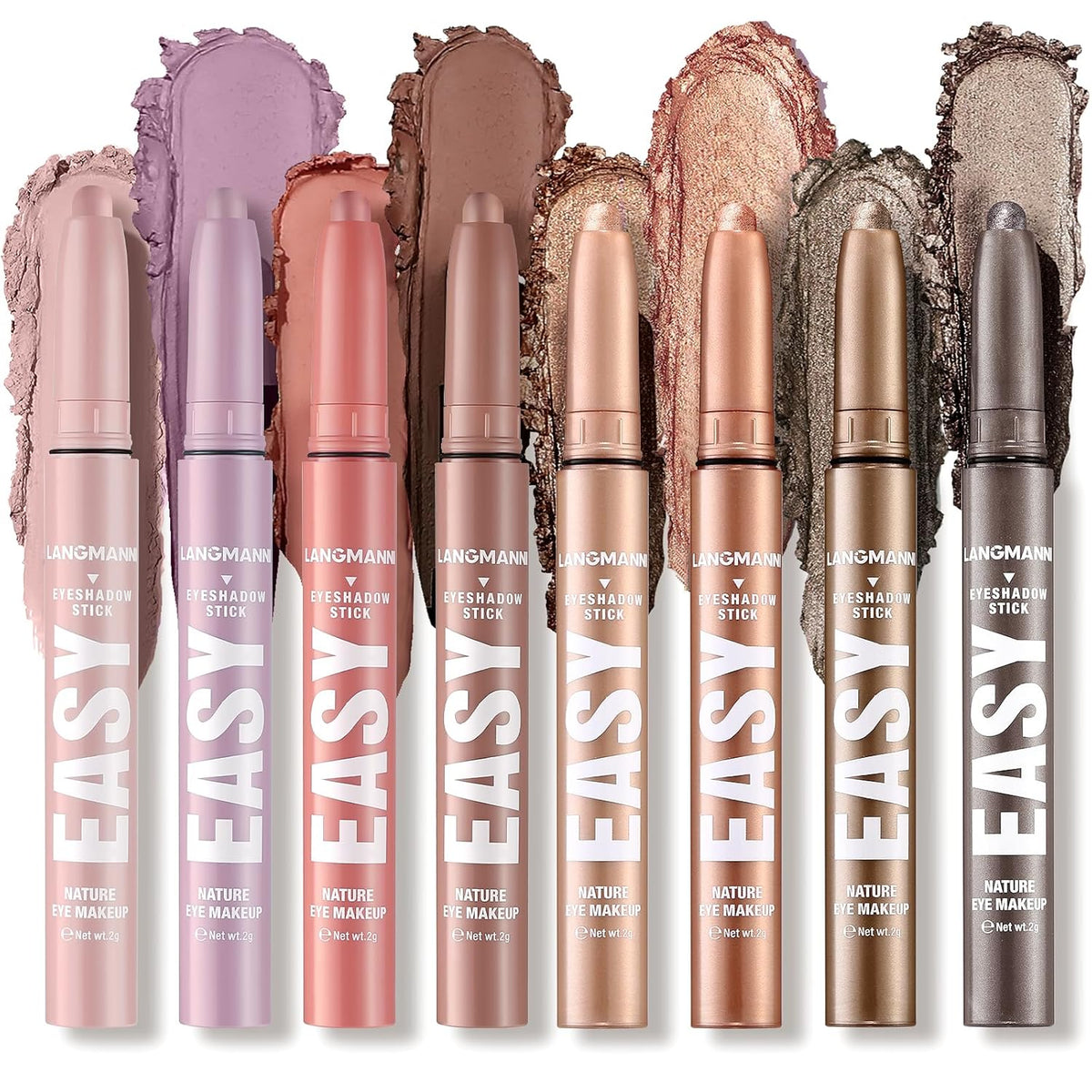 LANGMANNI Eyeshadow Stick,8 PCS Waterproof Multi-Color Eyeshadow Pen Set,Creamy Long-Lasting Eye
