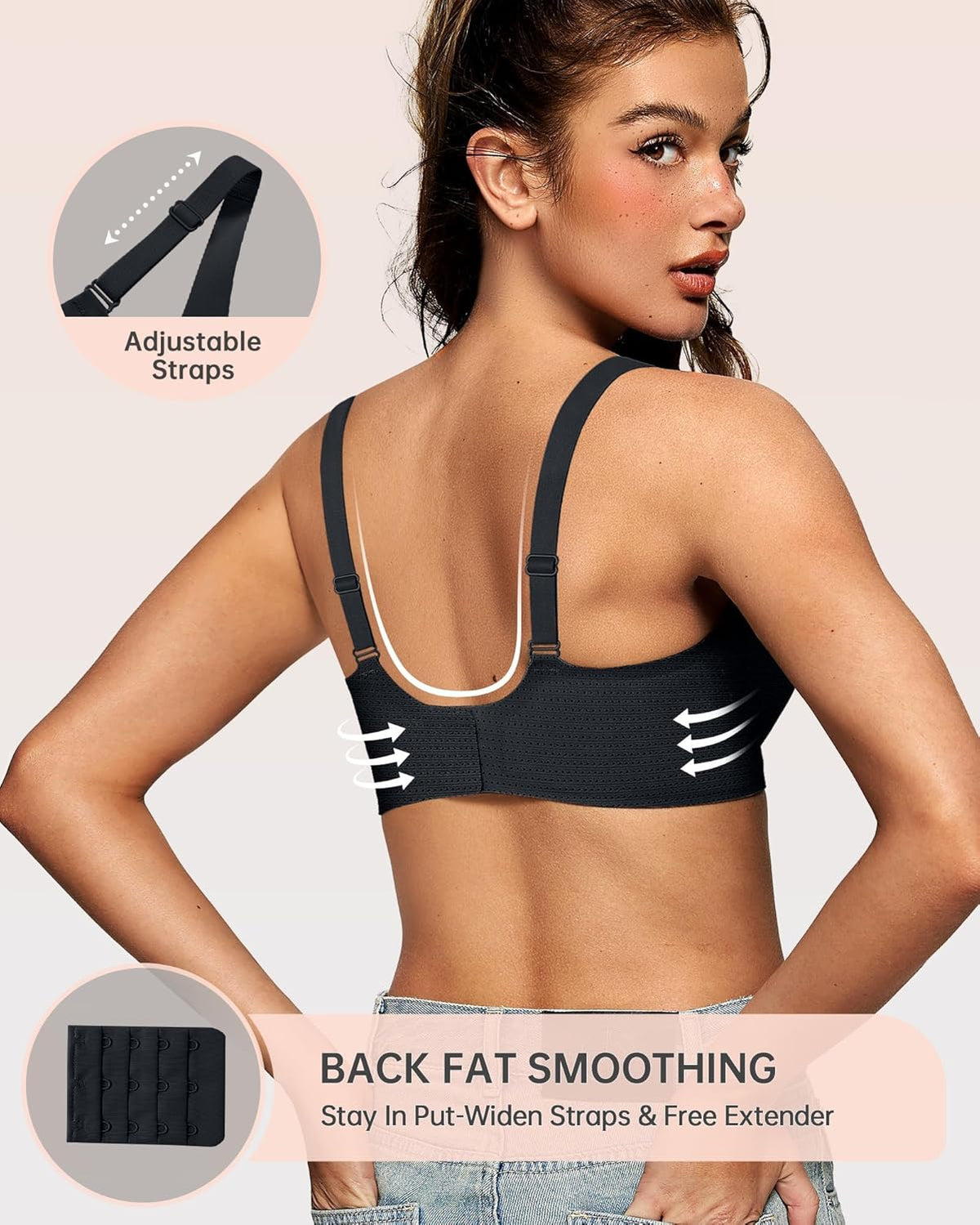 OEAK Womens Deep V Bras Wireless Comfortable Bra Supportive No Underwire Bras Tshirt Push Up