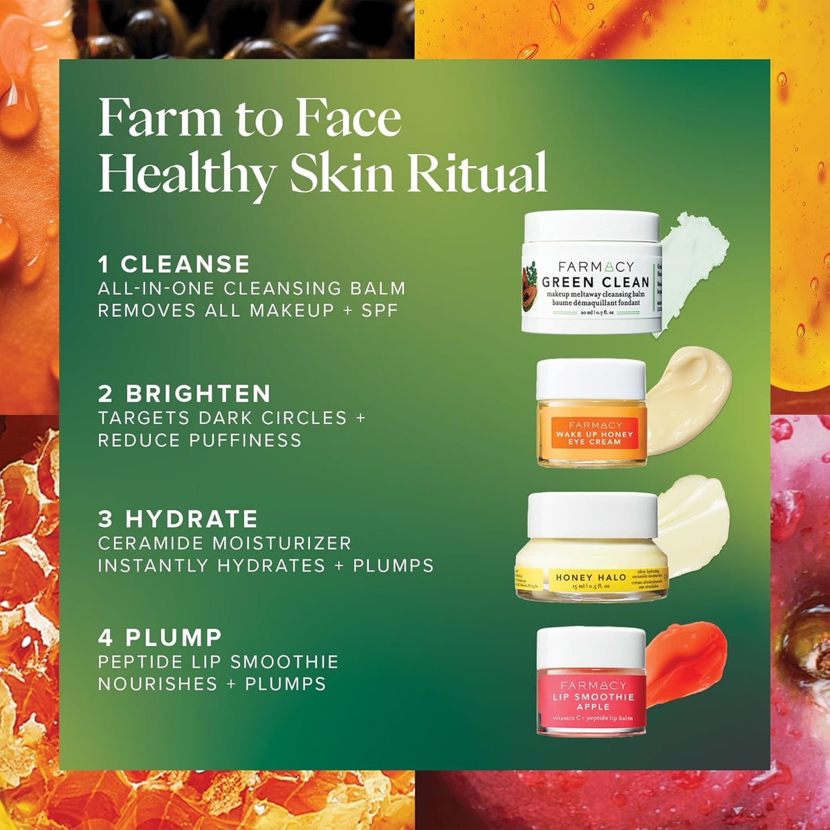 Farmacy Bestsellers Skin Care Set - Includes Green Clean Cleansing Balm, Wake Up Honey Eye Cream