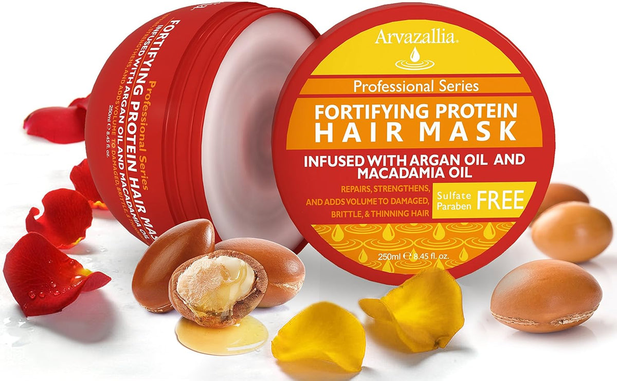 Arvazallia Fortifying Protein Hair Mask and Deep Conditioner with Argan Oil and Macadamia Oil Hair