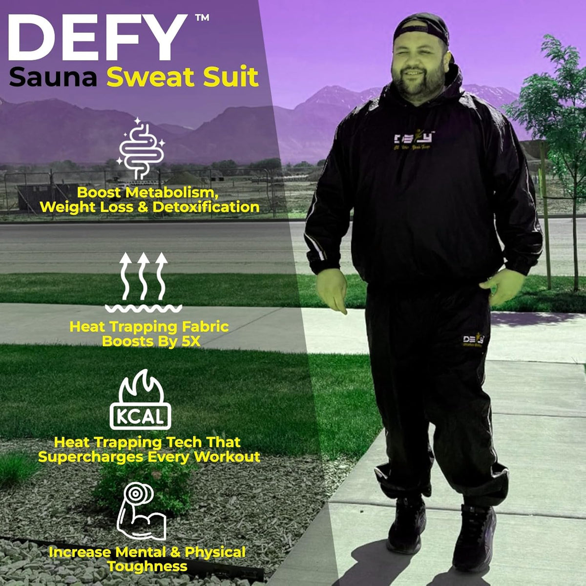 DEFY Heavy Duty Sauna Suit for Weight Loss Full Body Wrap Hoodie Men Women Anti-Rip Sweat suit Gym