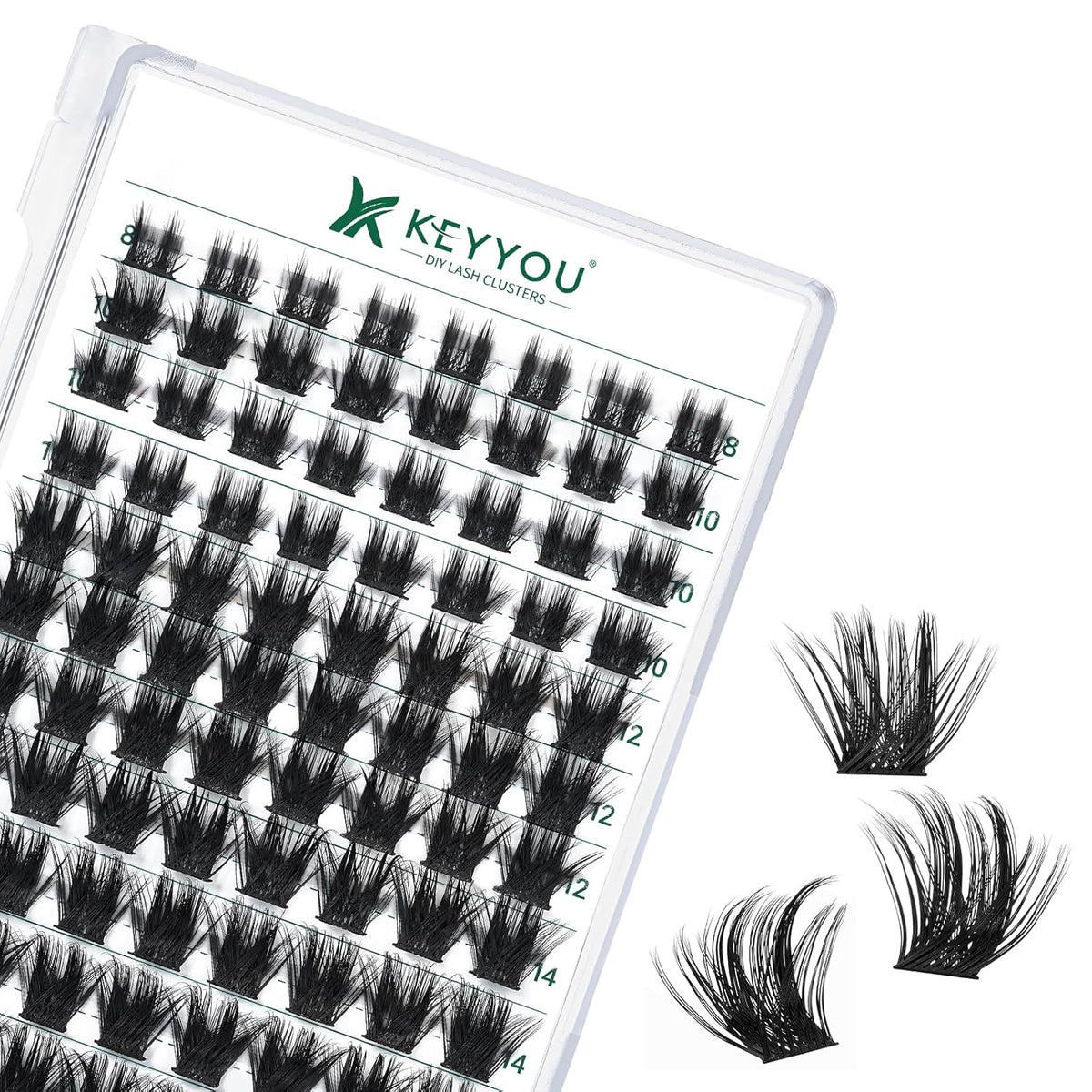 Lash Clusters 96pcs Individual Lashes Y22 D Curl 8-18MIX Eyelash Clusters KEYYOU Volume Wispy Lash