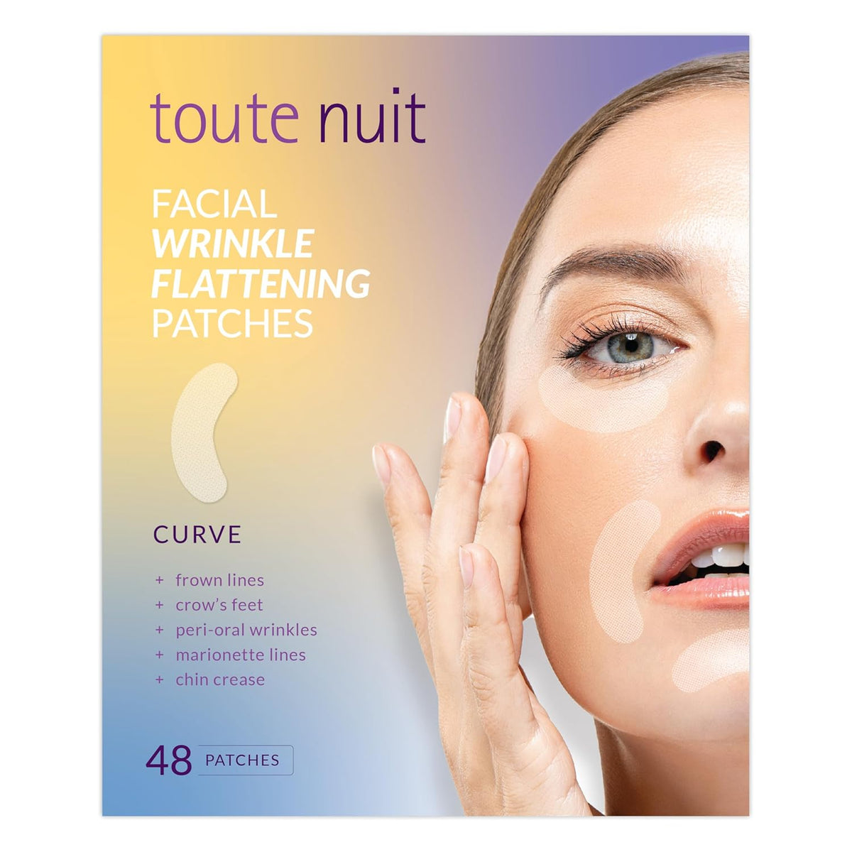 Toute Nuit Wrinkle Patches – Curve – Face Tape for Forehead, Eyes & Lips – Hypoallergenic Anti