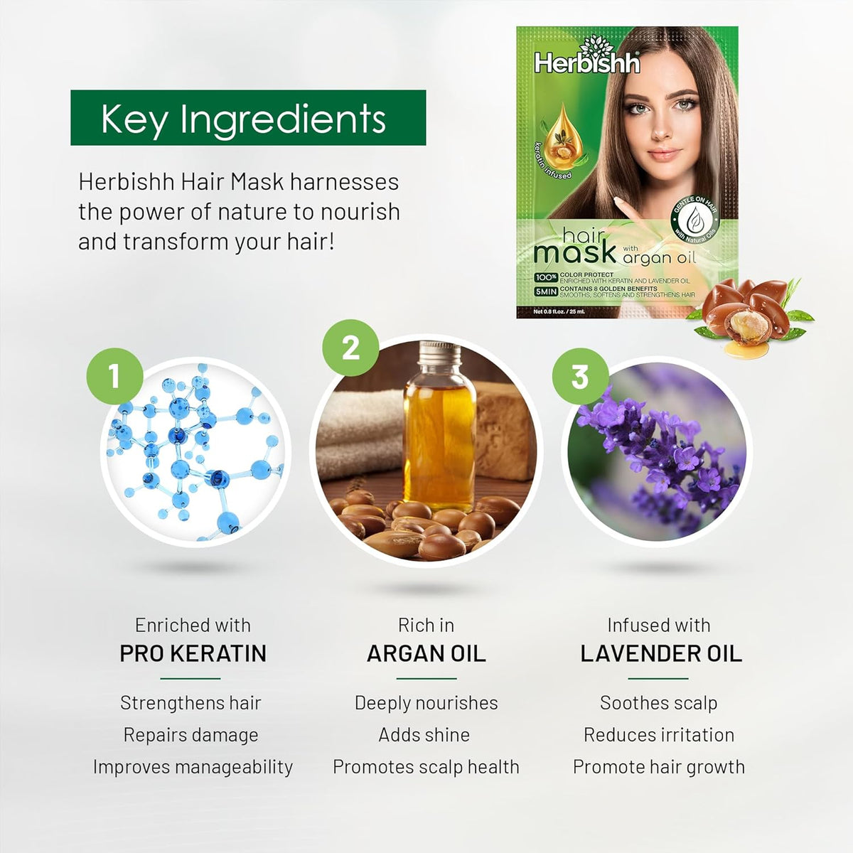 Herbishh Argan Hair Mask-Deep Conditioning & Hydration For Healthier Looking Hair-25gm for very