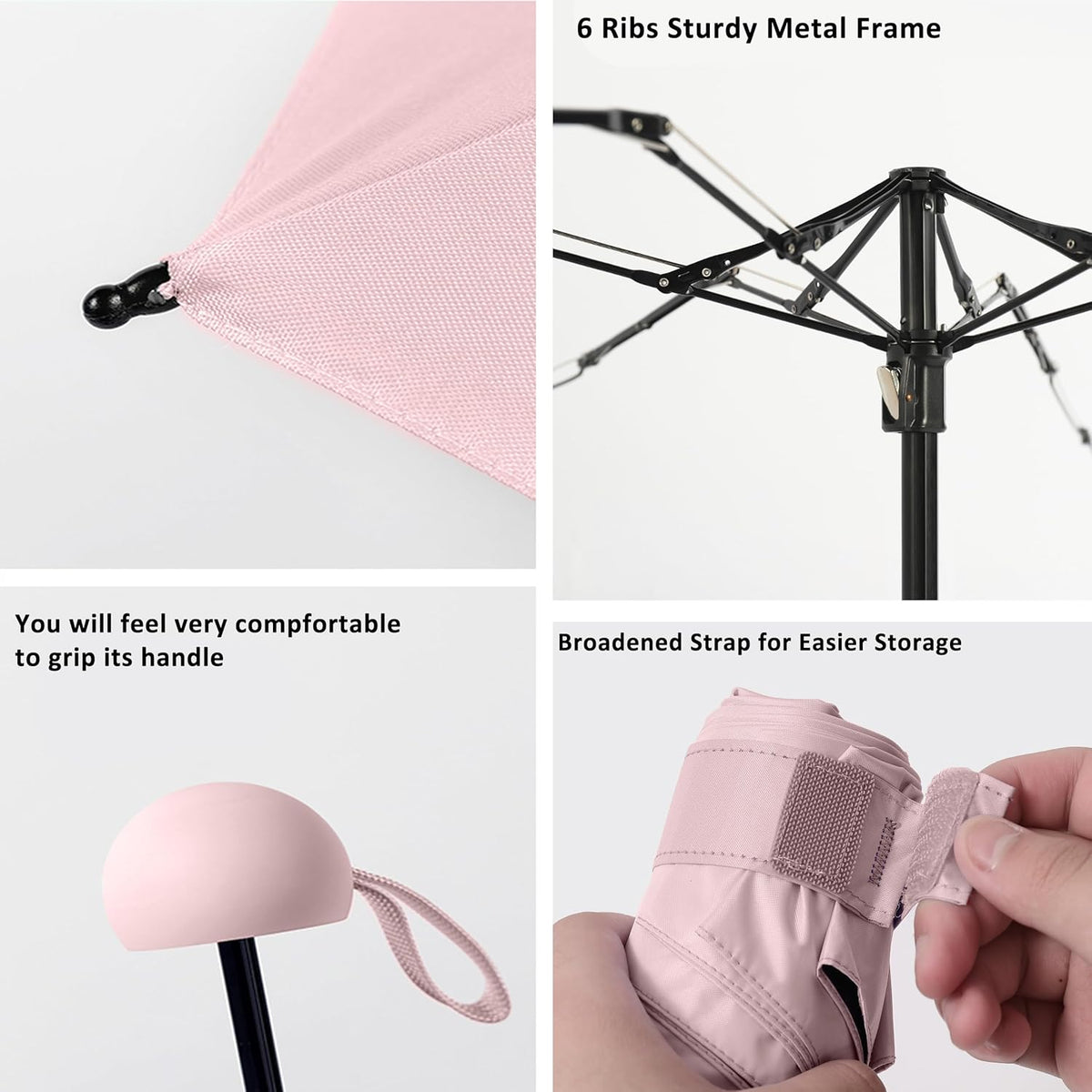 BAODINI Travel Essentials Mini Umbrella for Purse With Case Small Compact UV Sun Protection