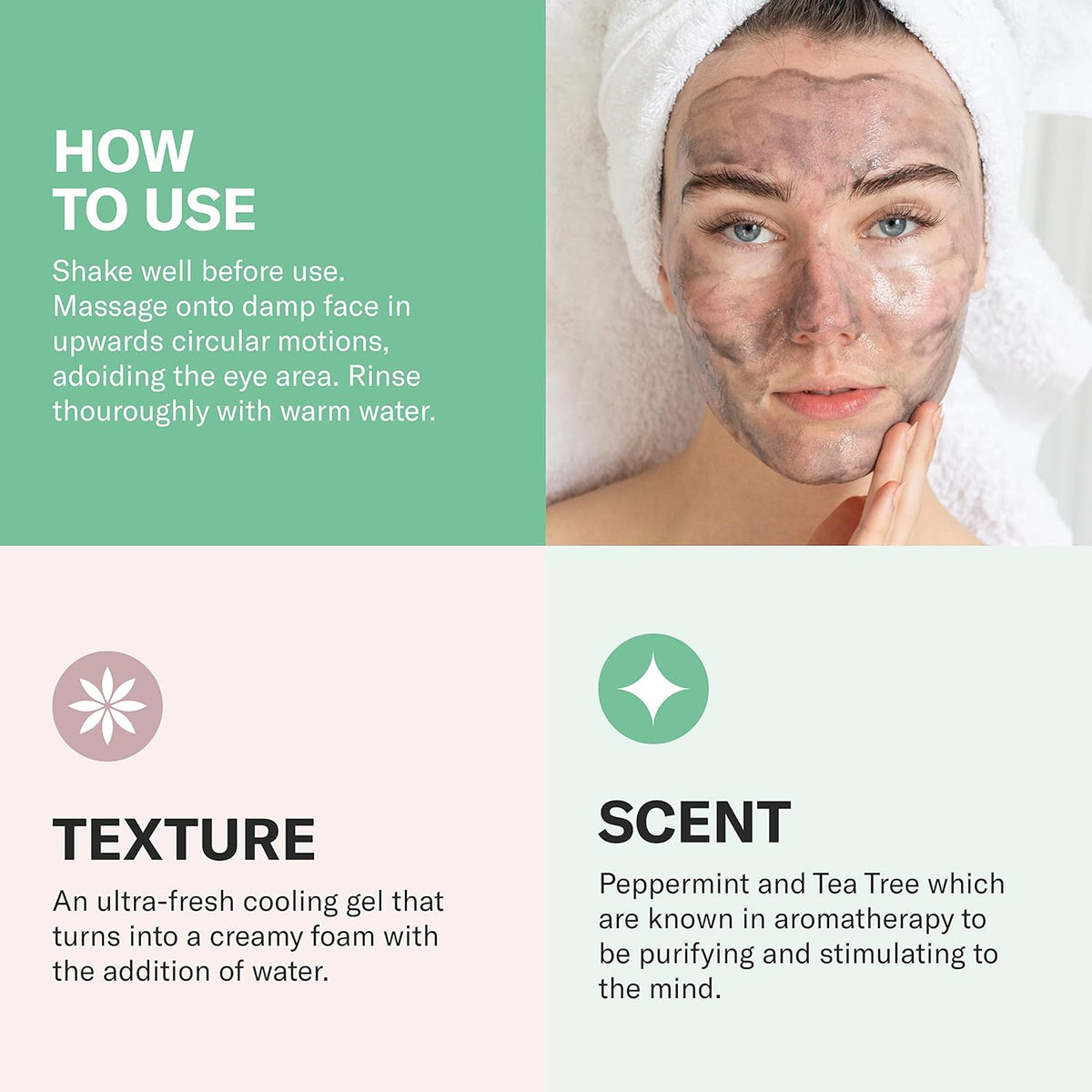 Odacité Facial Cleanser with Foam - Black Mint Activated Charcoal & Rhassoul Clay Glow Recipe