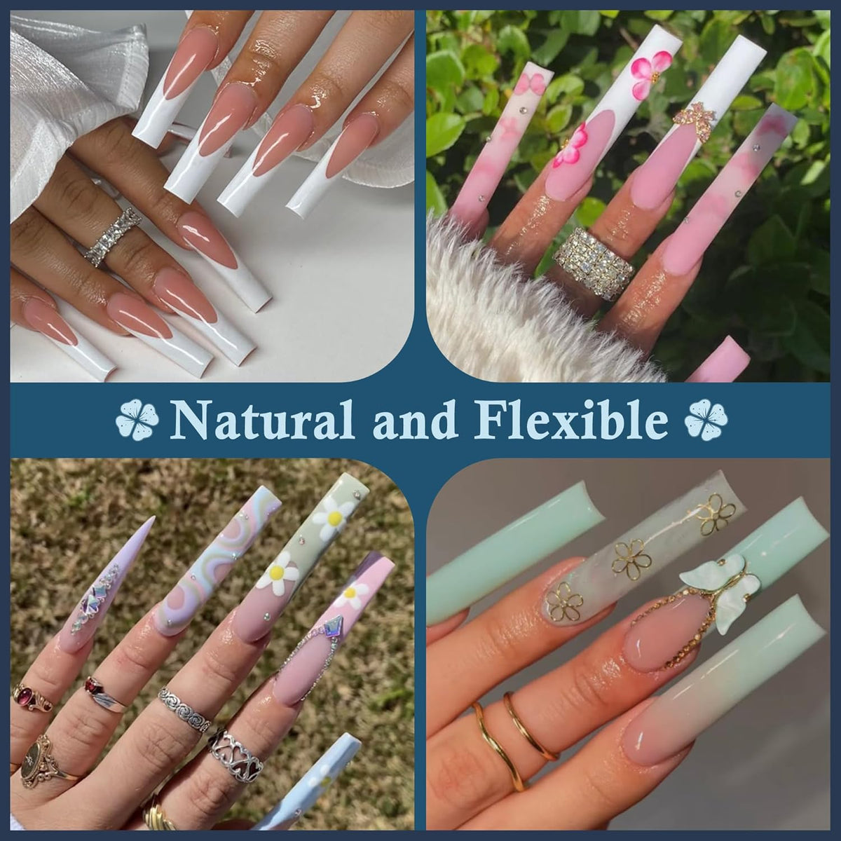 2XL Straight Square Nail Tips, No C Curve Gel Nail Tips Half Cover 240Pcs Extra Long Gel Tips