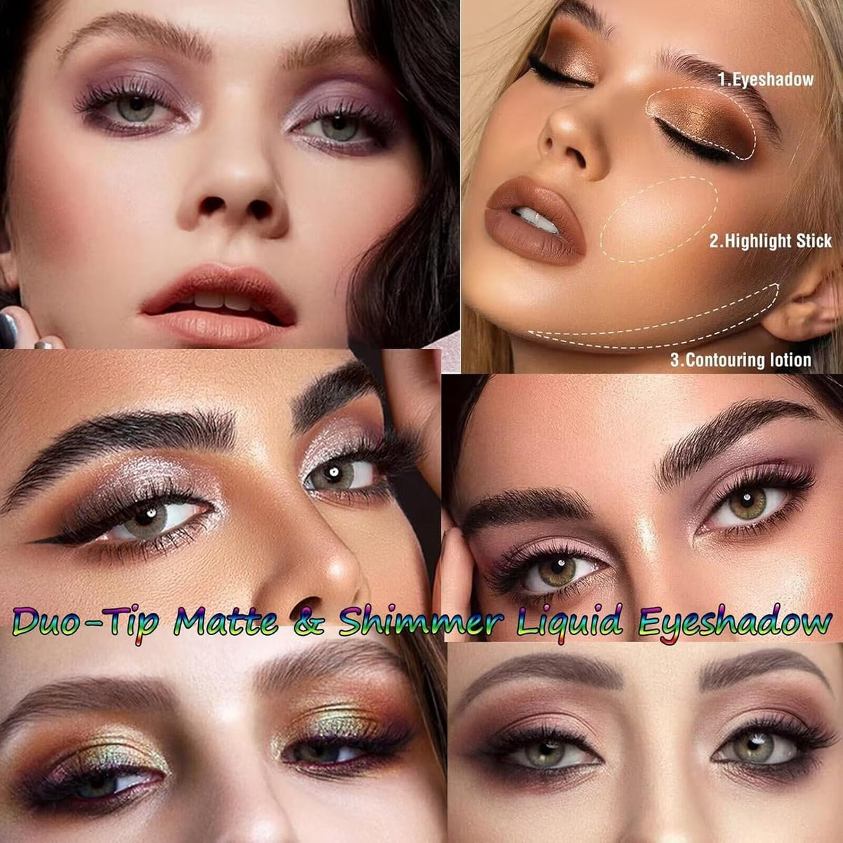 Metallic Brown Liquid Eyeshadow Matte Glitte Eyeshadow Sticks For Eyes Pencil Primer Base Quick