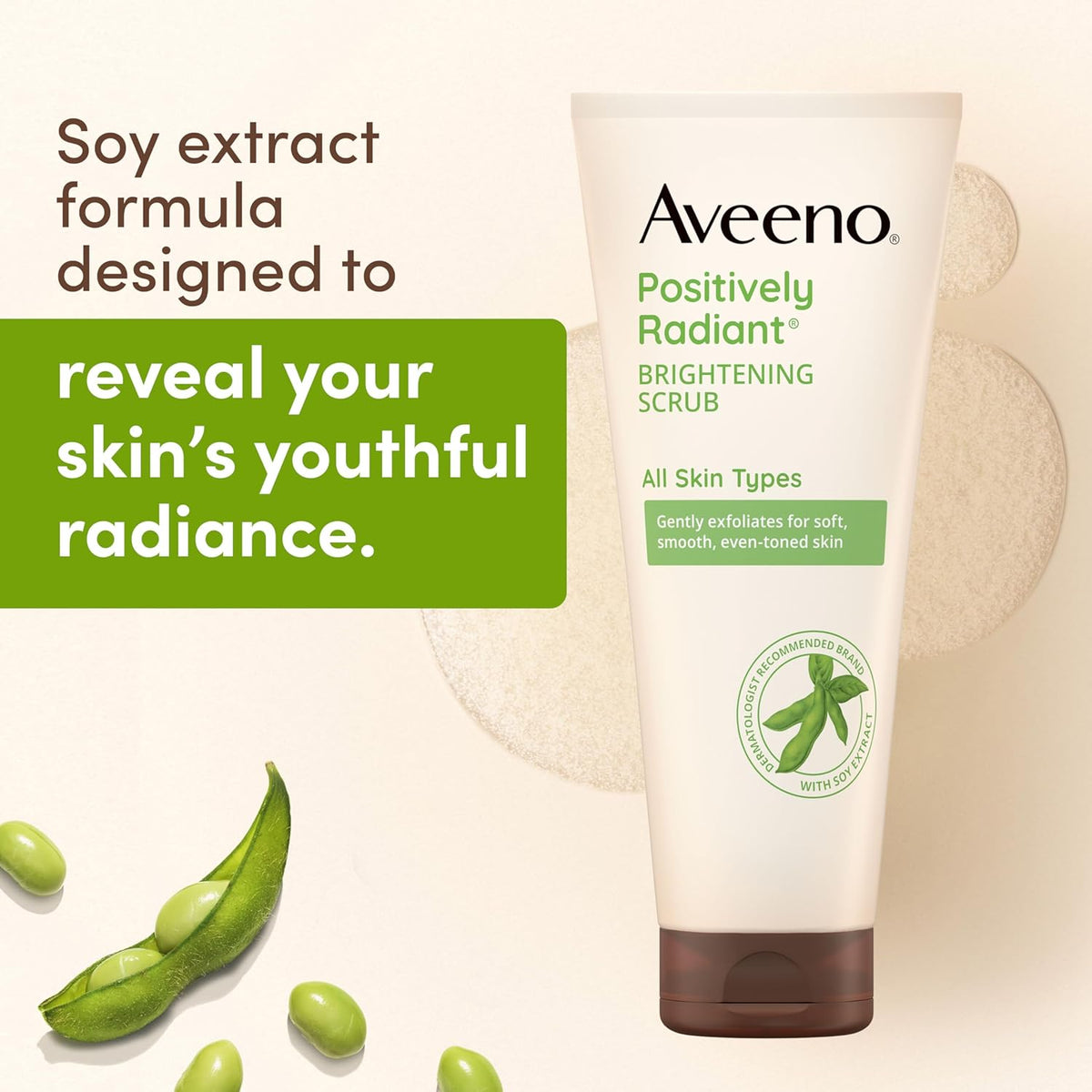 Aveeno Positively Radiant Skin Brightening Exfoliating Daily Facial Scrub, Gentle with