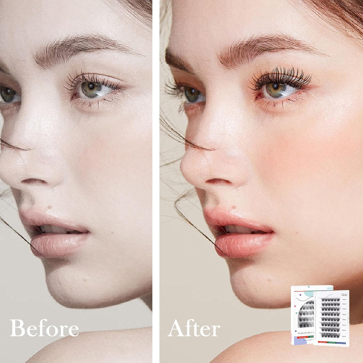GAQQI Self Adhesive Lash Clusters, No Glue Eyelash Clusters 10-16mm Full & Volume Self Adhesive